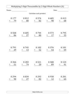 Multiplying 3-Digit Thousandths by 2-Digit Whole Numbers