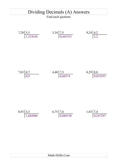 The Dividing Hundredths by Tenths (All) Math Worksheet Page 2