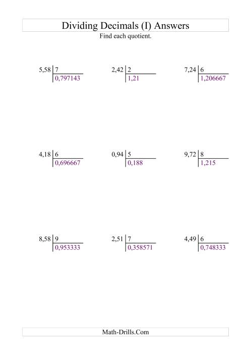 The Dividing Hundredths by a Whole Number (I) Math Worksheet Page 2