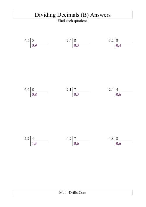 dividing tenths by a whole number with an easy quotient b