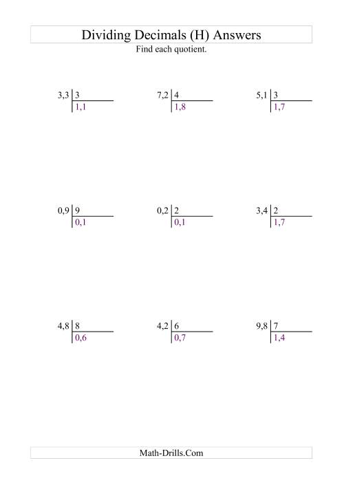 The Dividing Tenths by a Whole Number with an Easy Quotient (H) Math Worksheet Page 2