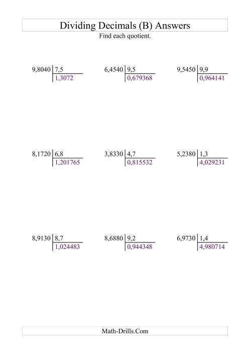 The Dividing Ten Thousandths by Tenths (B) Math Worksheet Page 2
