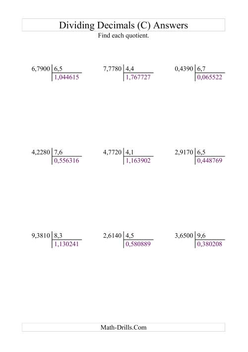 The Dividing Ten Thousandths by Tenths (C) Math Worksheet Page 2