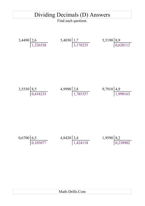 The Dividing Ten Thousandths by Tenths (D) Math Worksheet Page 2