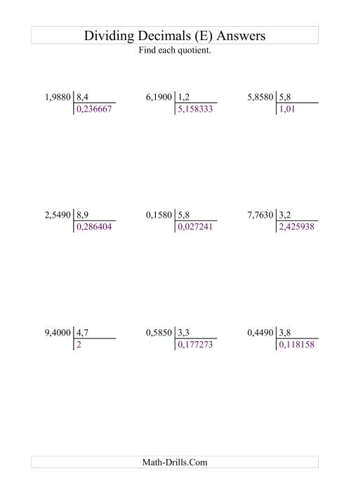 The Dividing Ten Thousandths by Tenths (E) Math Worksheet Page 2