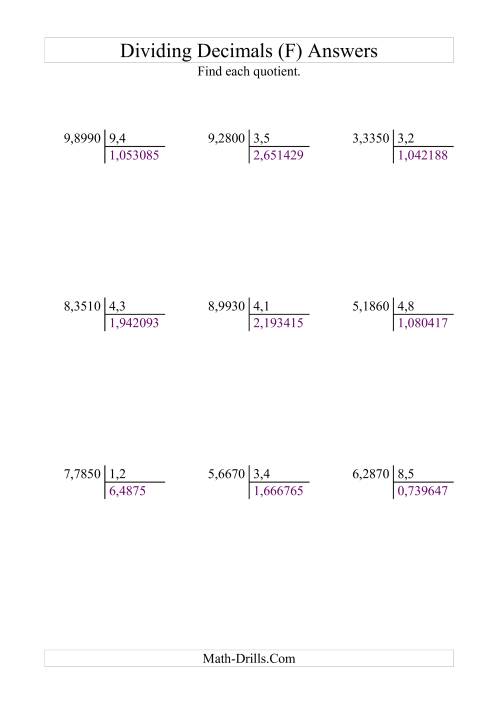 The Dividing Ten Thousandths by Tenths (F) Math Worksheet Page 2