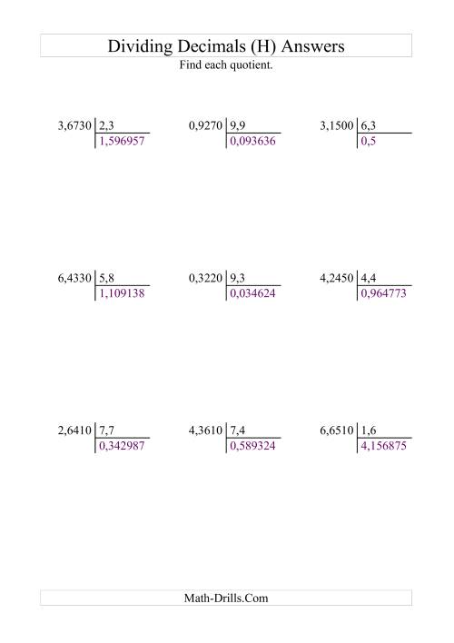 The Dividing Ten Thousandths by Tenths (H) Math Worksheet Page 2