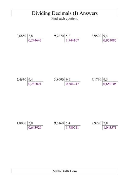 The Dividing Ten Thousandths by Tenths (I) Math Worksheet Page 2