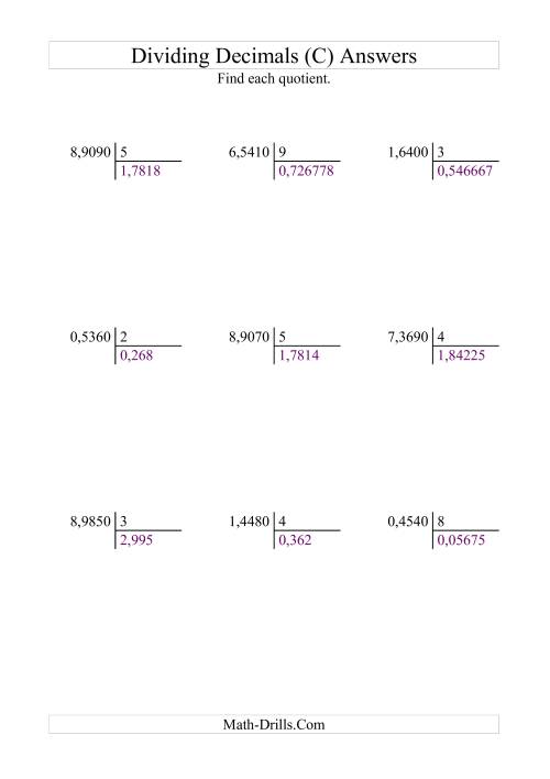 The Dividing Ten Thousandths by a Whole Number (C) Math Worksheet Page 2