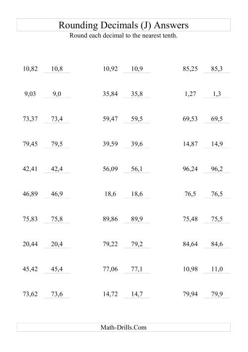 The Rounding Hundredths to Tenths (J) Math Worksheet Page 2