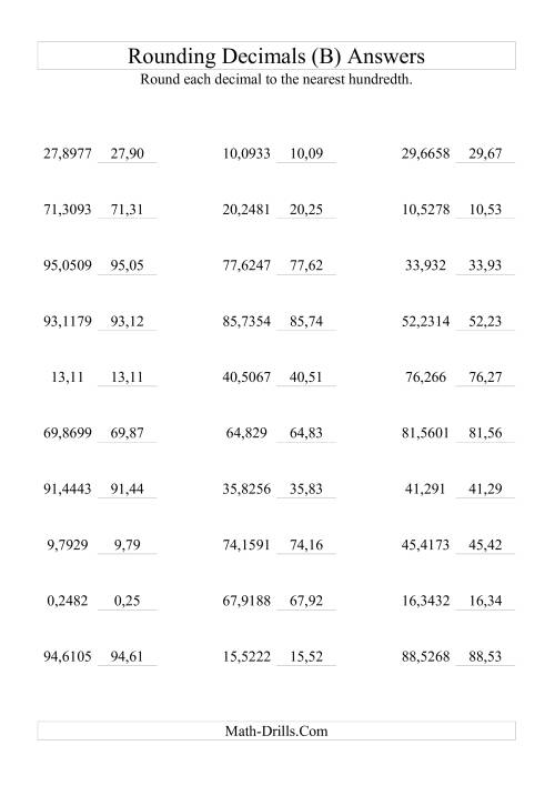 The Rounding Ten Thousandths to Hundredths (B) Math Worksheet Page 2