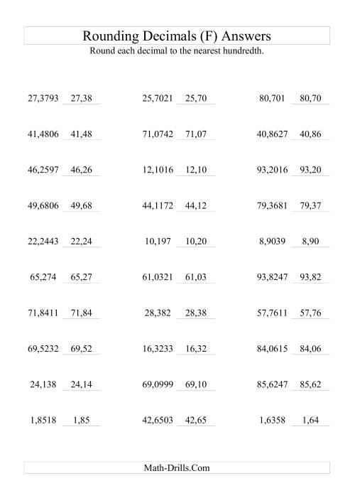 The Rounding Ten Thousandths to Hundredths (F) Math Worksheet Page 2