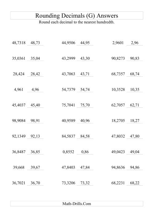 The Rounding Ten Thousandths to Hundredths (G) Math Worksheet Page 2