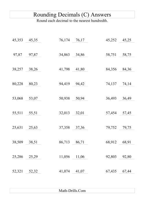 The RoundingThousandths to Hundredths (C) Math Worksheet Page 2