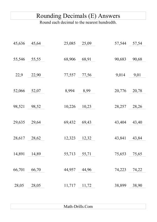 The RoundingThousandths to Hundredths (E) Math Worksheet Page 2