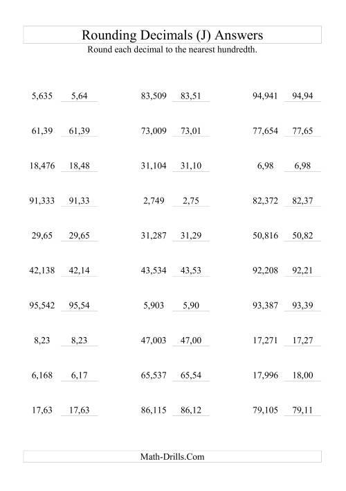 The RoundingThousandths to Hundredths (J) Math Worksheet Page 2