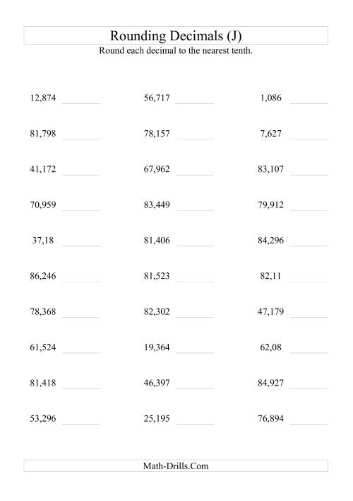 The RoundingThousandths to Tenths (J) Math Worksheet