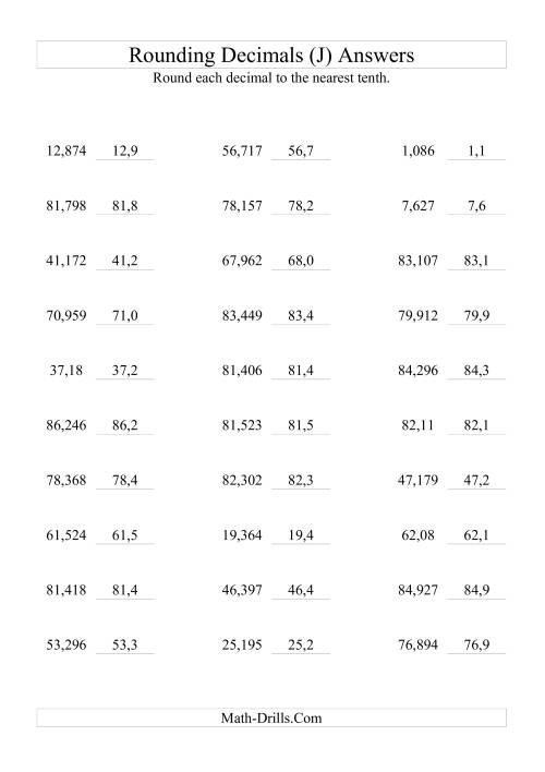 The RoundingThousandths to Tenths (J) Math Worksheet Page 2