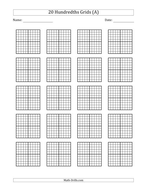 The Twenty Hundredths Grids Math Worksheet