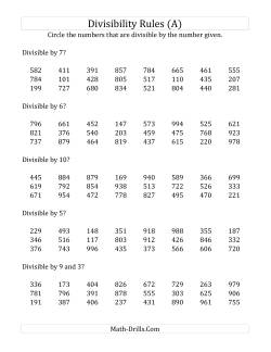 Divisibility Rules for Numbers from 2 to 10 (3 Digit Numbers)