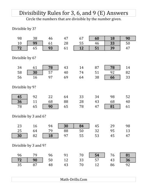 Divisibility Rules for 3, 6 and 9 (2 Digit Numbers) (E)