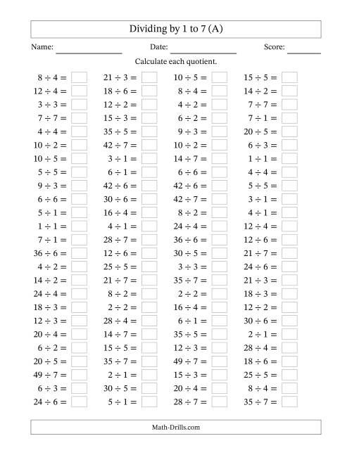 Division Facts to 49 No Zeros (All)