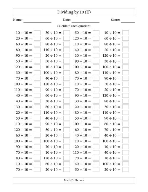 Individual Division Fact 10 (E)