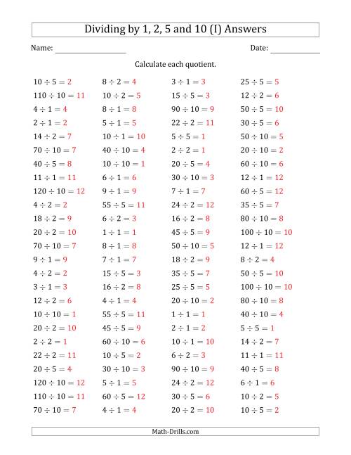 horizontal dividing by 1 2 5 and 10 quotients 1 to 12 i