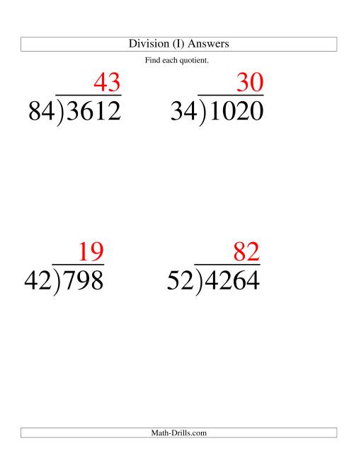 long division two digit divisor and a two digit quotient with no