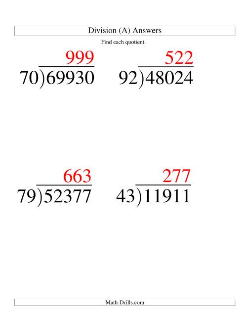 The Long Division - Two-Digit Divisor and a Three-Digit Quotient with No Remainder -- Large Print (A) Math Worksheet Page 2