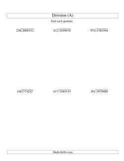 Long Division - Three-Digit Divisor and a Four-Digit Quotient with No Remainder