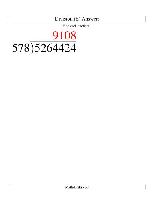 The Long Division - Three-Digit Divisor and a Four-Digit Quotient with No Remainder -- Large Print (E) Math Worksheet Page 2