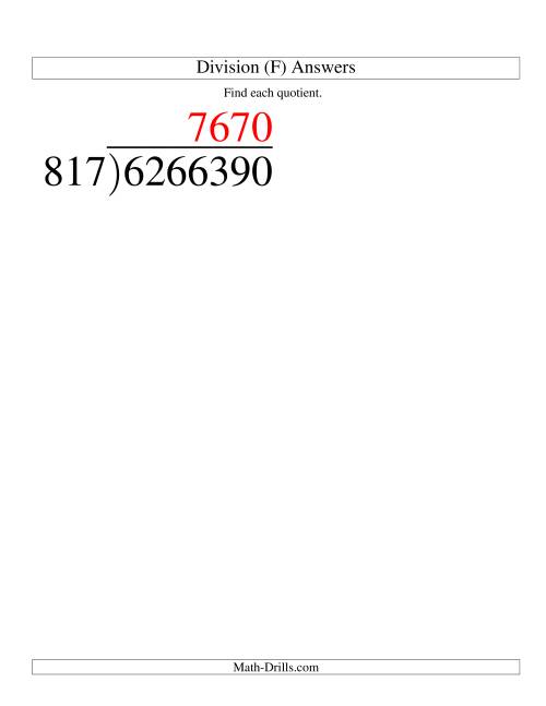 The Long Division - Three-Digit Divisor and a Four-Digit Quotient with No Remainder -- Large Print (F) Math Worksheet Page 2