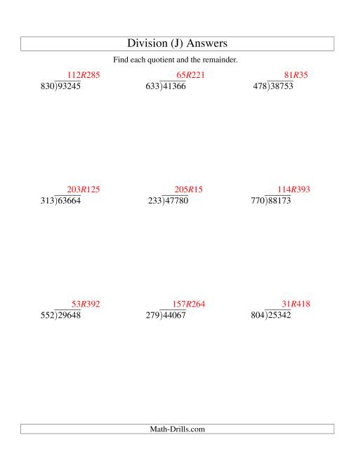 Long Division - Three-Digit Divisor and a Five-Digit Dividend with a ...