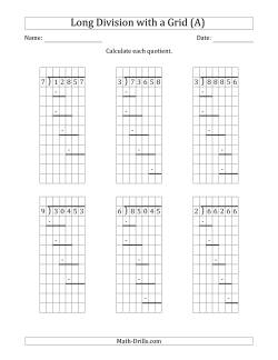 5-Digit by 1-Digit Long Division with Remainders with Grid Assistance and Prompts