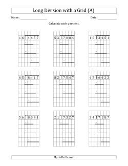 4-Digit by 2-Digit Long Division with Remainders with Grid Assistance and Prompts