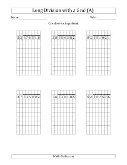 5-Digit by 2-Digit Long Division with Remainders with Grid Assistance