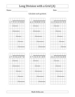 6-Digit by 2-Digit Long Division with Grid Assistance and Prompts and NO Remainders