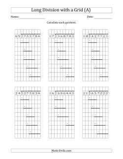 6-Digit by 2-Digit Long Division with Remainders with Grid Assistance and Prompts