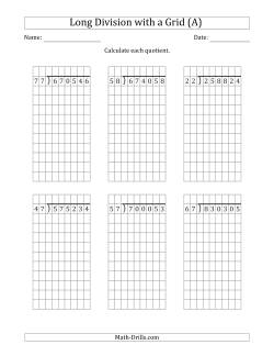 6-Digit by 2-Digit Long Division with Remainders with Grid Assistance