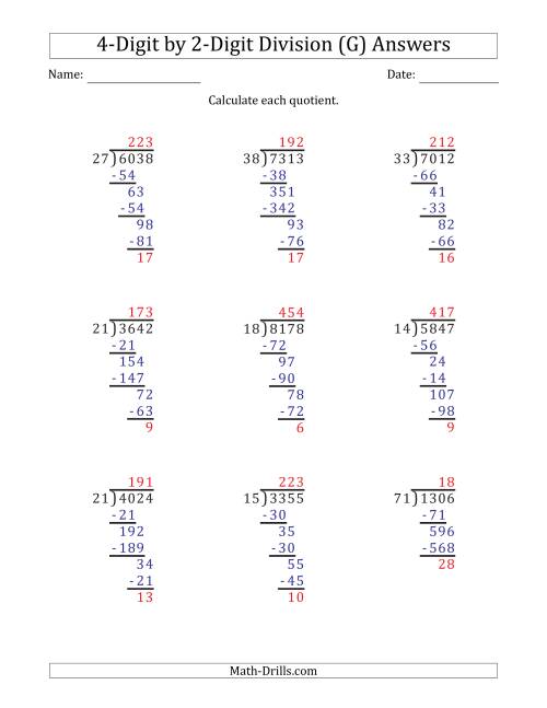 4-Digit by 2-Digit Long Division with Remainders and Steps ...