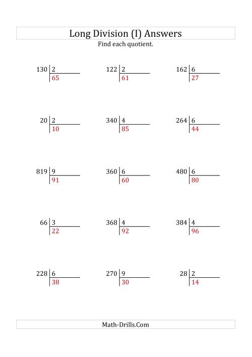 european long division with a 1 digit divisor and a 2 digit quotient