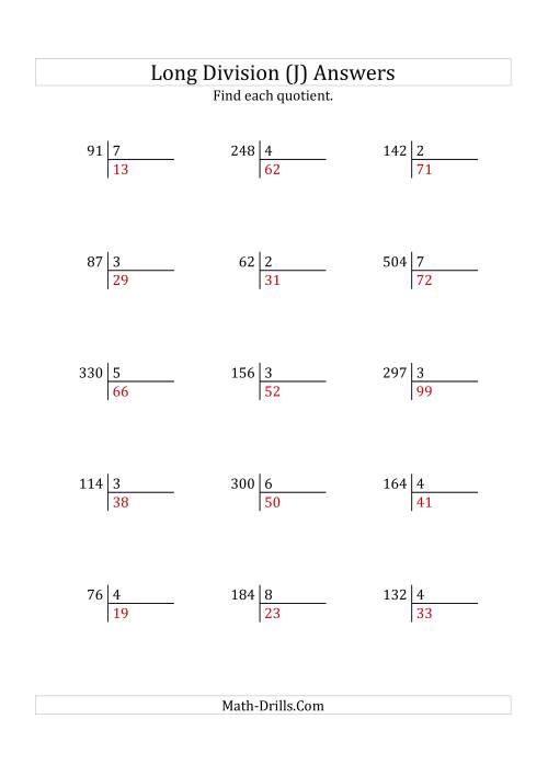 european long division with a 1 digit divisor and a 2 digit quotient