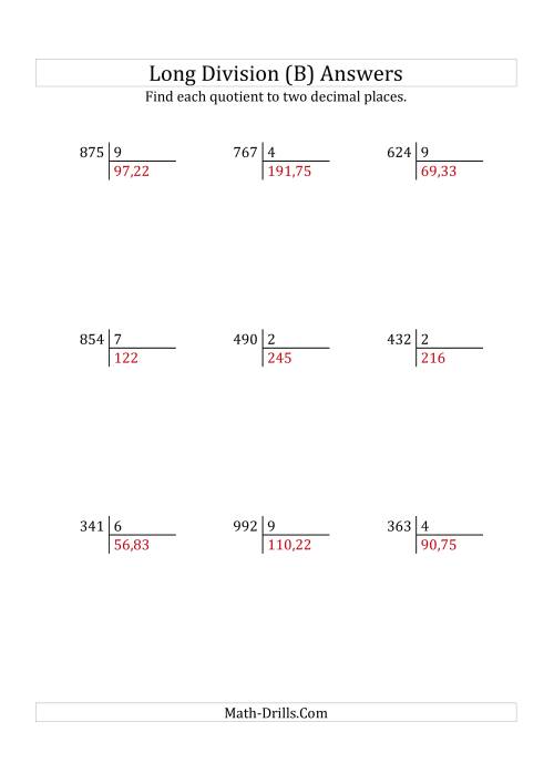 european long division with a 1 digit divisor and a 3 digit dividend