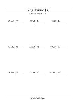 European Long Division with a 2-Digit Divisor and a 3-Digit Quotient with No Remainders