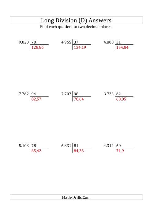 European Long Division with a 2-Digit Divisor and a 4-Digit Dividend ...