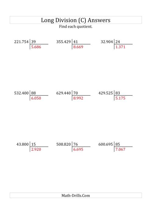 The European Long Division with a 2-Digit Divisor and a 4-Digit Quotient with No Remainders (C) Math Worksheet Page 2