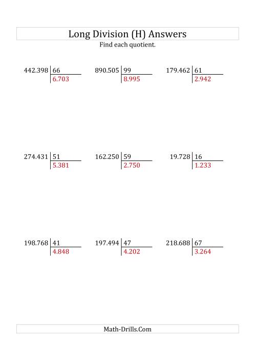 The European Long Division with a 2-Digit Divisor and a 4-Digit Quotient with No Remainders (H) Math Worksheet Page 2