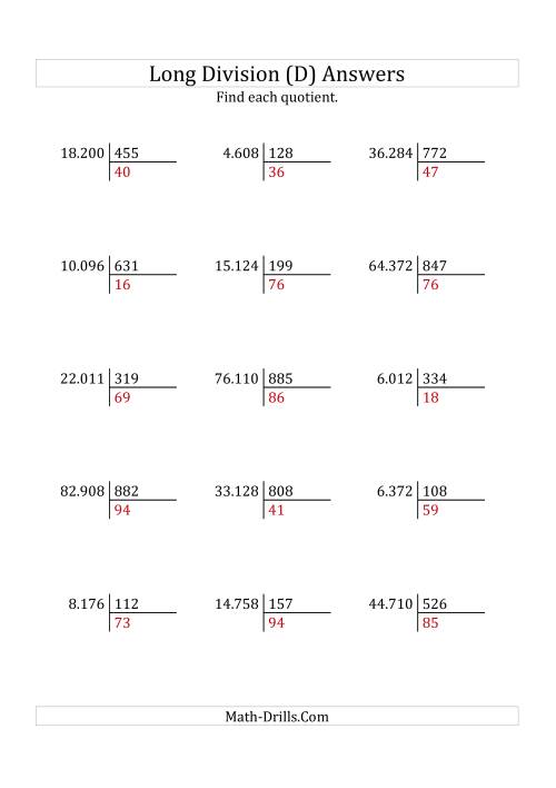 European Long Division with a 3-Digit Divisor and a 2-Digit Quotient ...