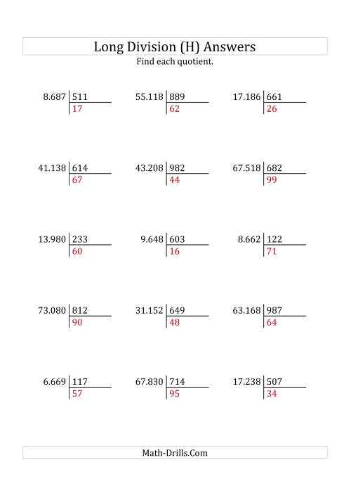 european long division with a 3 digit divisor and a 2